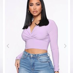 Lavender Fashion Nova long sleeve crop top